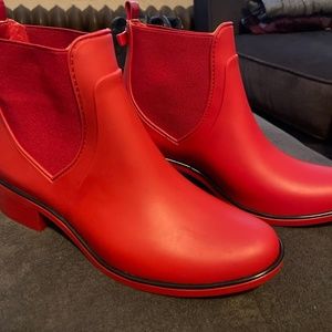 Red Kate Spade Rain boots booties size 6-7 womens